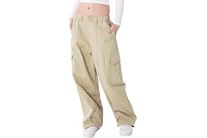Rolanko Girls Cargo Pants Wide Leg Streetwear Kids Pants with Pockets Trendy Jogger Trousers 4-14 Years