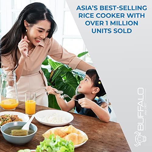 Buffalo Classic Rice Cooker with Clad Stainless Steel Inner Pot (5 cups) Small Electric Rice