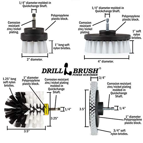Drill Brush White Drill Brush Attachment Set Windshield Cleaning