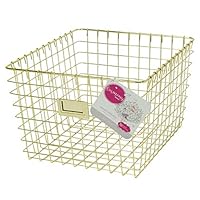 Home Expressions Metal Wire Storage Basket 13"x11"x8"(Brass, Large)