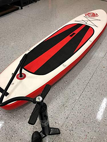 JLF | Dual Action Hand Pump with Pressure Gauge, Hose and Air Valve Adapter | for Inflatable Stand Up Paddle Boards | for 9' 10' 11' 12' SUP Packages | Inflate 12 psi, 15 psi, 20 psi