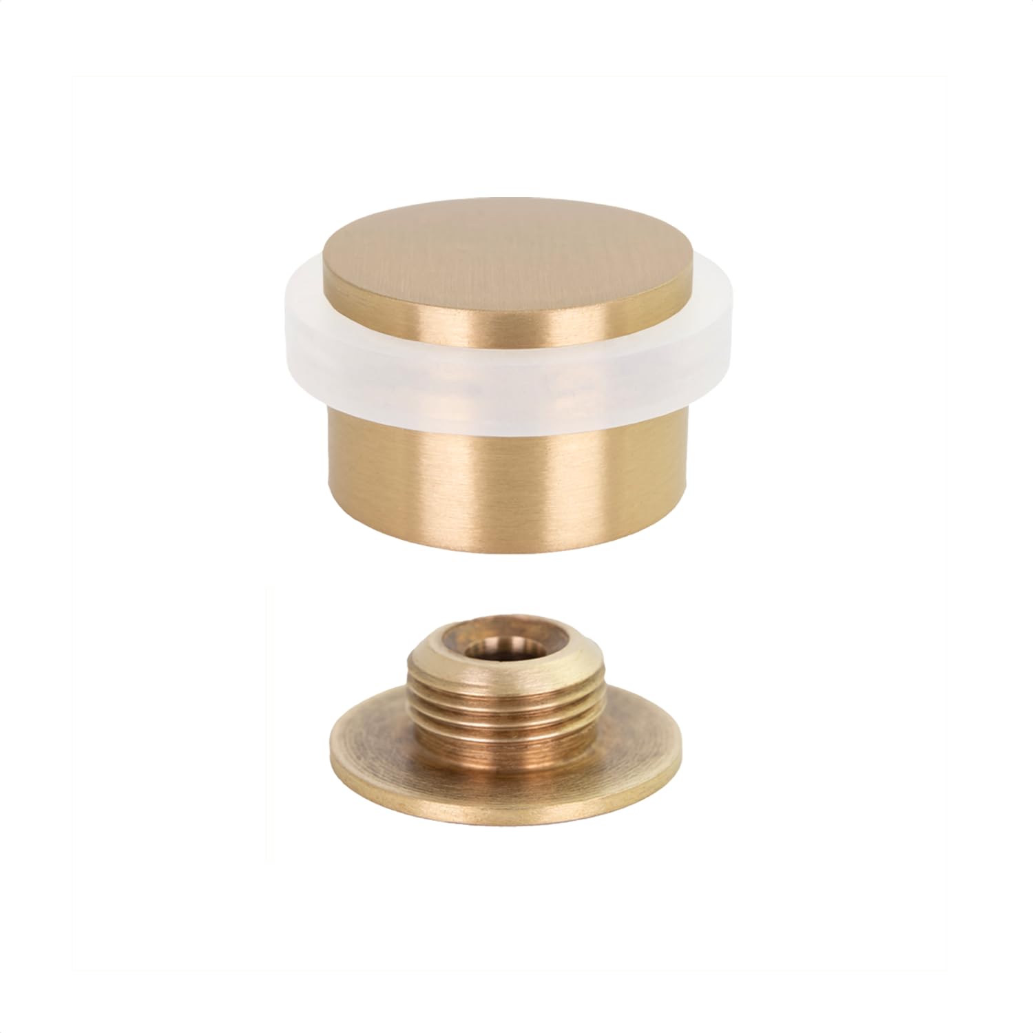 EVI Herrajes | Adhesive Door Stop with Threaded Base | Ø28x21mm | Solid Brass Matte Finish | White Rubber | Includes Screw | I-103/28-BDUAL-MT