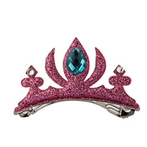 GLITTERFIT Girls Snow Queen Princess Sparkling Crown Hair Clip for Kids - Pink