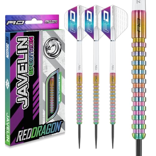 RED DRAGON Javelin Spectron - Premium Tungsten Steeltip Darts Set with Dart Flights and Dart Shafts (Stems) - Available in 20g, 22g, 24g, 26g