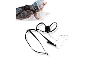 HOKABLE Adjustable 4.72inch Reptile Lizard Harness Leash,Turtle Lizard Pet Traction Belt Bearded Dragon Accessories Soft Small Pet Animal Harness Rope Outdoor Used (Black)
