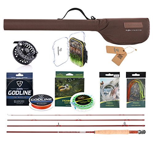 Fly Fishing Combo Set: Fly Fishing Rod,Fast Action Fly Rod, Braided Fishing Line,Fly Fishing Line leader Connector