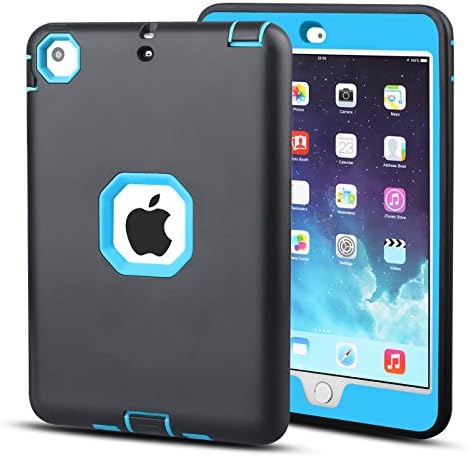 iPad Mini Case, iPad Mini 2 Case, iPad Mini 3 Case, MAKEIT CASE Heavy Duty Three Layer Armor Defender Protective Case for iPad mini 1nd / 2rd / 3th Generation (T-Black/Blue)