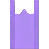 LazyMe Purple Plastic Bags with Handles, T Shirt Bags 12x20 Inch, 100 Count | Plastic Grocery Bags, Plastic Shopping Bags for Small Business and Retail Stores, Bolsas De Plastico Para Negocio