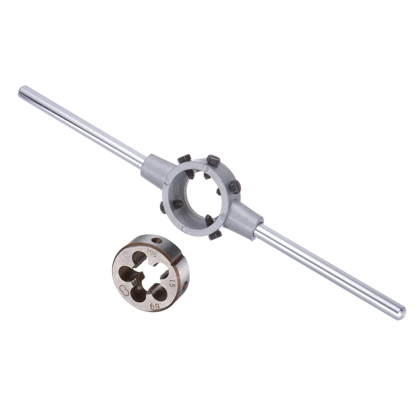 CoCud Die Stock Handle Set, M16x1.5 Thread Die & Fit 38mm OD / M12-M16 Die Wrench Tool Kit - (Applications: for Threading Repairing), 1-Set