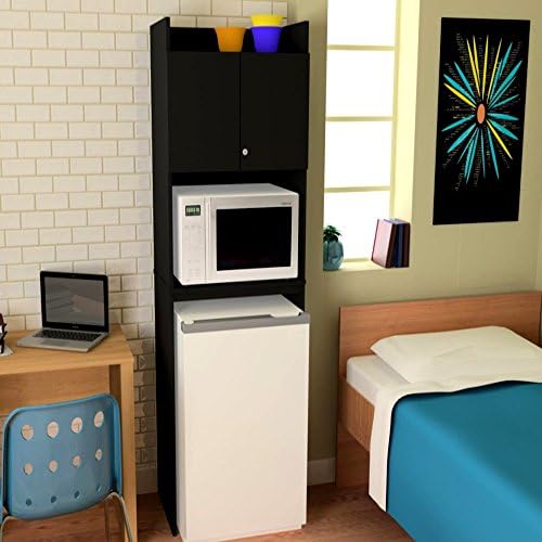 Above Refrigerator Storage Cabinet, Mini Black Stipple Storage Cabinet, Wooden Cabinet over the refrigeretor &amp; E-Book