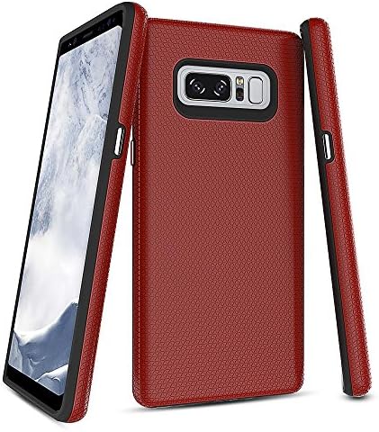 Galaxy Note8 Case,Commuter Series [Shock Absorbing][Anti Scratch] Heavy Duty Dual Layer Rubber Protective Case Cover with Phone Ring Holder Kickstands for Samsung Galaxy Note 8 (2017)- Red