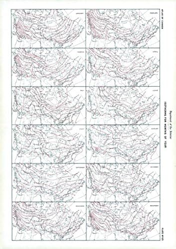 Isotherms for Months of Year (1906) - 17.25" x 24.25" Matte Plastic Wall Map