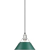 Golden Lighting 3306-M PW Orwell 10" Wide Mini Pendant - Pewter/Pine Green Shades