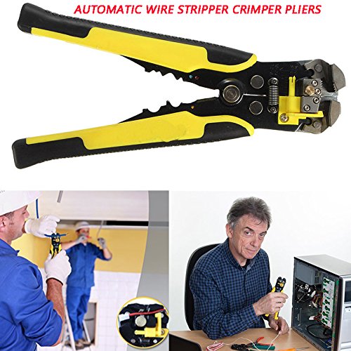 Zinnor Automatic Wire Stripper Crimper 8 inch Self-Adjusting Pliers Cable Cut Cutter Stripping Crimping Tool 8 inch Self-Adjusting