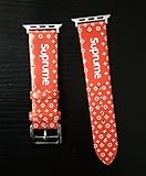 Sport Band Gotd Floral Soft PU Leather Replacement Strap Wrist Band for Luxury Famous Apple Watch Women Nike+, Series 3, Series 2, Series 1, Edition (SUP_Flowers_Red, apple watch 42mm)