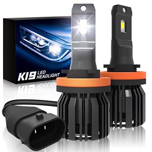 H11/H9/H8 Led Headlights Bulbs, SUPAREE K19 Single Beam Headlamp with Fan, 9600lm 6000K Cool White High Beam/Low Beam/Fog Light Bulb (2 Pack) -2 Year Warranty
