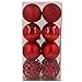 Valery Madelyn 16ct 80mm Essential Red Shatterproof Christmas Ball Ornaments Decoration for Holiday Wedding Party, Tree Balls 8cm/3.15inch, 16 Hooks Included, Themed with Tree Skirt(Not Included)