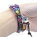 YHY Jewelry Handmade Genuine Leather Wrap Bracelet Bangle Cuff Rope Colorful Agate Beads