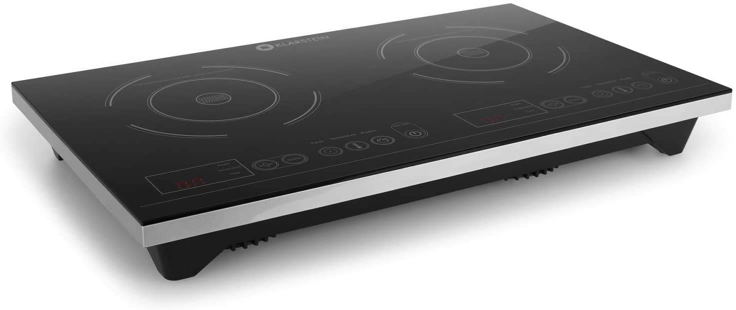 Klarstein VariCook XL Double Induction Plate (3100 W of Total Power, Timer, Touch Buttons, LED Display, Modern Design)
