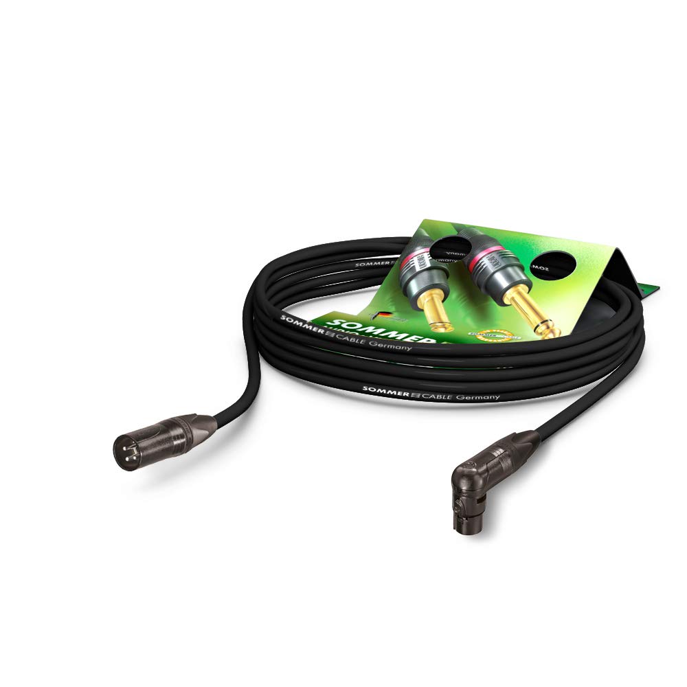 Sommer Cable Stage 22 Highflex Microphone with XLR 3-Point Male Neutrik NC3MXX-BAG/XLR 3-Point Female Angled Neutrik NC3FRX-BAG, Black, Made in Germany by Sommer Cable (5 m)