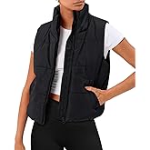 Allonly Puffer Vest Women Sleeveless Cropped Stand Collar Lightweight Padded Outerwear with Pockets Fall Winter 2024