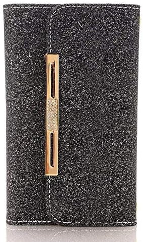 iPhone 7 Plus/8 Plus Case Wallet Cover,MEILIIO Glitter Powder Bling PU Leather Flip Zipper Wallet Cover Cards Slots Girls Lady Wristlet Handbag for Apple iPhone 7 Plus,iPhone 8 Plus 5.5 inch (Black)