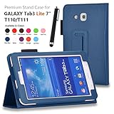 onWay(TM) Premium Premium Folio Leather Case Cover for Samsung Galaxy Tab 3 Lite 7.0 SM-T110 / T111 7.0 Inch Android Tablet + Gift: free stylus touch pen X 1