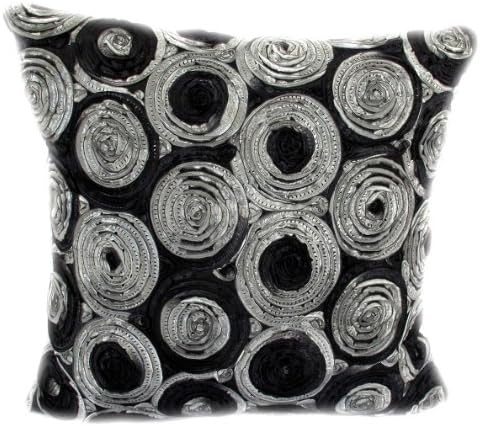 Single: Two Tone 3d Bouquet of Roses Throw Cushion Cover/pillow Sham Handmade By Satin and Thai Silk for Decorative Sofa, Car and Living Room 16"x 16"