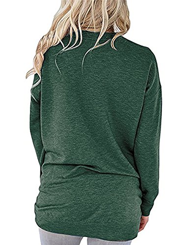 UXELY Teen Girls Full Sleeve Tunic Tops,Solid Tshirts For Women,Green XL