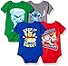 Disney Baby 4-Pack Short Sleeve Bodysuit, Heather Grey/Royal/Red/Green, 3-6M
