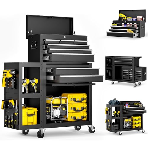 8-Drawer Rolling Tool Chest,3-in-1 Tool Box on Wheels with Lockable Steel Garage,