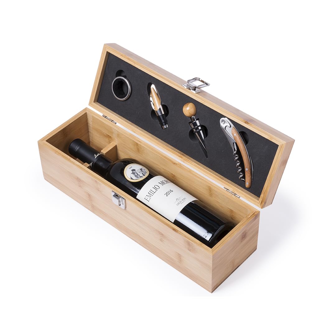 FOR ADVENTUR Wooden Gift Box for Bottles and Utensils Set for Wine Lovers