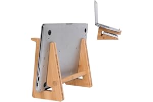 Nuvograin Laptop Stand, Wooden Vertical Laptop Stand for Desk, Bamboo Laptop Stand Compatible with MacBook Air Pro/Dell XPS/Surface pro/HP/Pixelbook/Lenovo, More Laptops 13-15.6inch