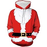 Hisayhe Mens Santa Claus Funny Sweatshirt Christmas 3D Novelty Fashion Pullover Hoodies