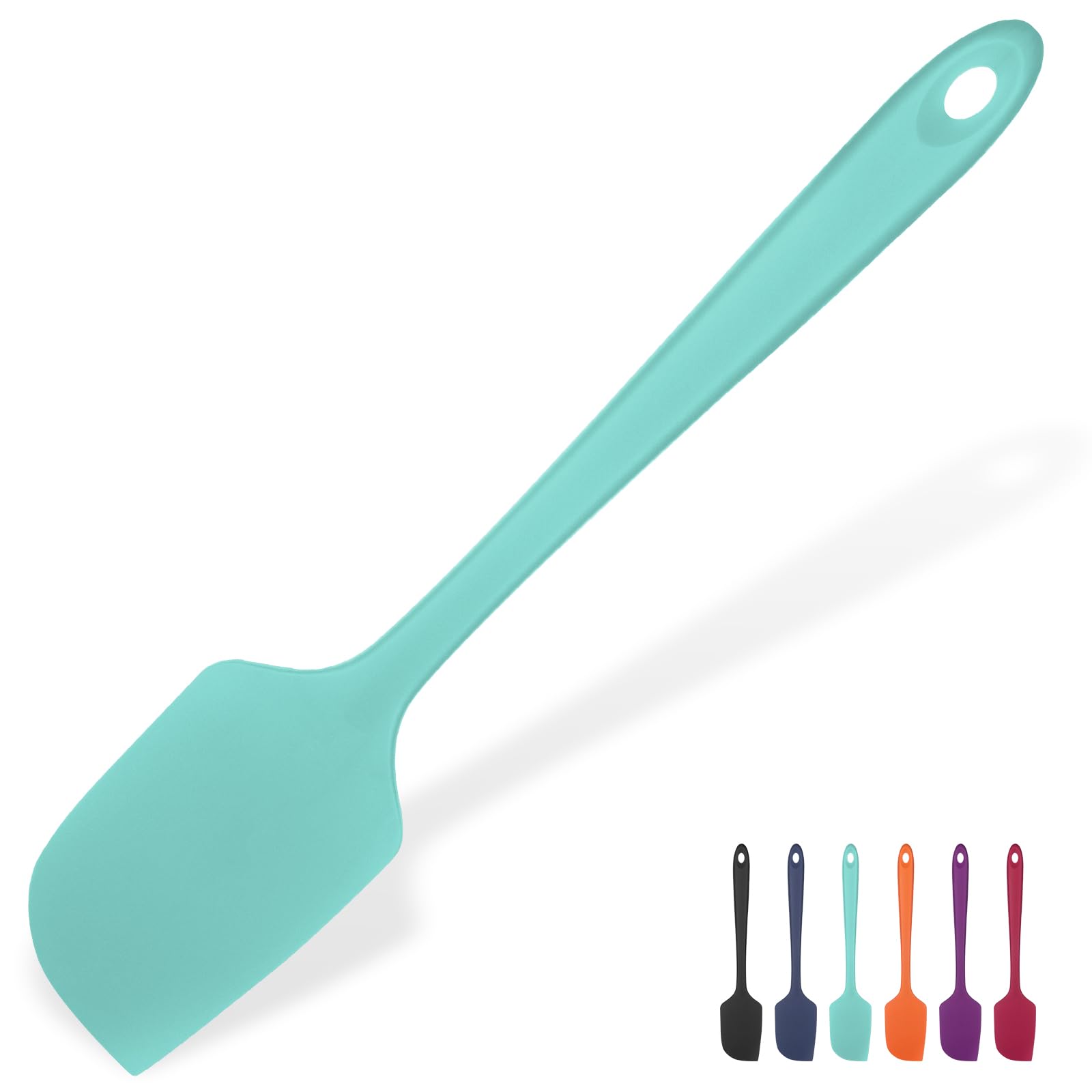 Heat Resistant Large Silicone Spatula: U-Taste 315℃ Heat Proof Non-Stick Flexible Seamless Scraper, Baking Cooking Silicon Kitchen Utensil with Nylon Core for Mixing Stirring Scraping (29cm, Aqua Sky)