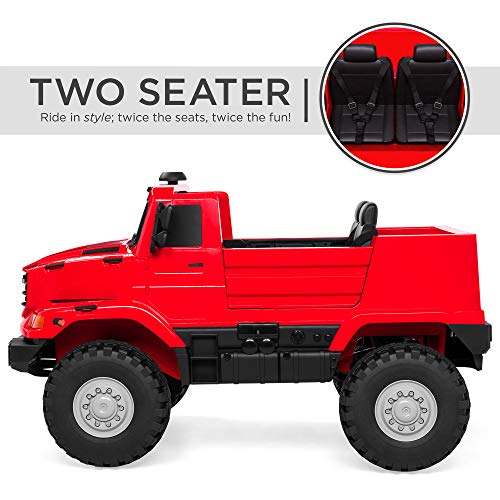 Best Choice Products Kids 24V 2-Seater Officially Licensed Mercedes-Benz Zetros Ride-On SUV Car Truck Toy w/ 3.7 MPH Max, LED Headlights, FM Radio, Trunk Storage, AUX Port, Horn, Sounds - Red - Thumbnail 3