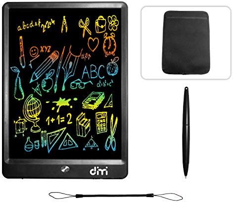 10 inch LCD Writing Tablet,Colorful Screen Electronic Writing Board Doodle Pads Drawing Board Gifts for Kids + Erase Button Lock Included(Black+Case+ Lanyard) (Black)