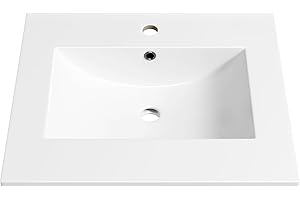 Eridanus 25"x22" Bathroom Sink, Ceramic Bathroom Vanity Sink Top with Overflow, Drop in Bathroom Vessel Sink Rectangle Ideal for Small Spaces ‎- Glossy White