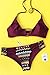 CUPSHE Women's Pure Color Lace up Halter Padding Bikini Set Beach Bathing Suit Burgundy