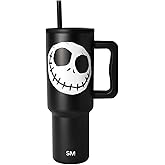 Simple Modern Halloween 40 oz Trek Tumbler with Handle and Straw Lid | Nightmare Before Christmas Cup Holder Friendly Insulated Stainless Steel Travel Mug | Skellington Head