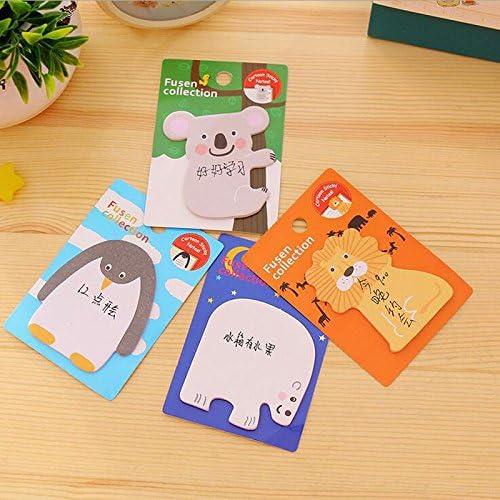 Vann92(TM) 4 Pieces Cute Animals Lion Penguin Raccoon Bear Memo Pads School Office Supply Student Stationery Sticky Notes Planner Notepads