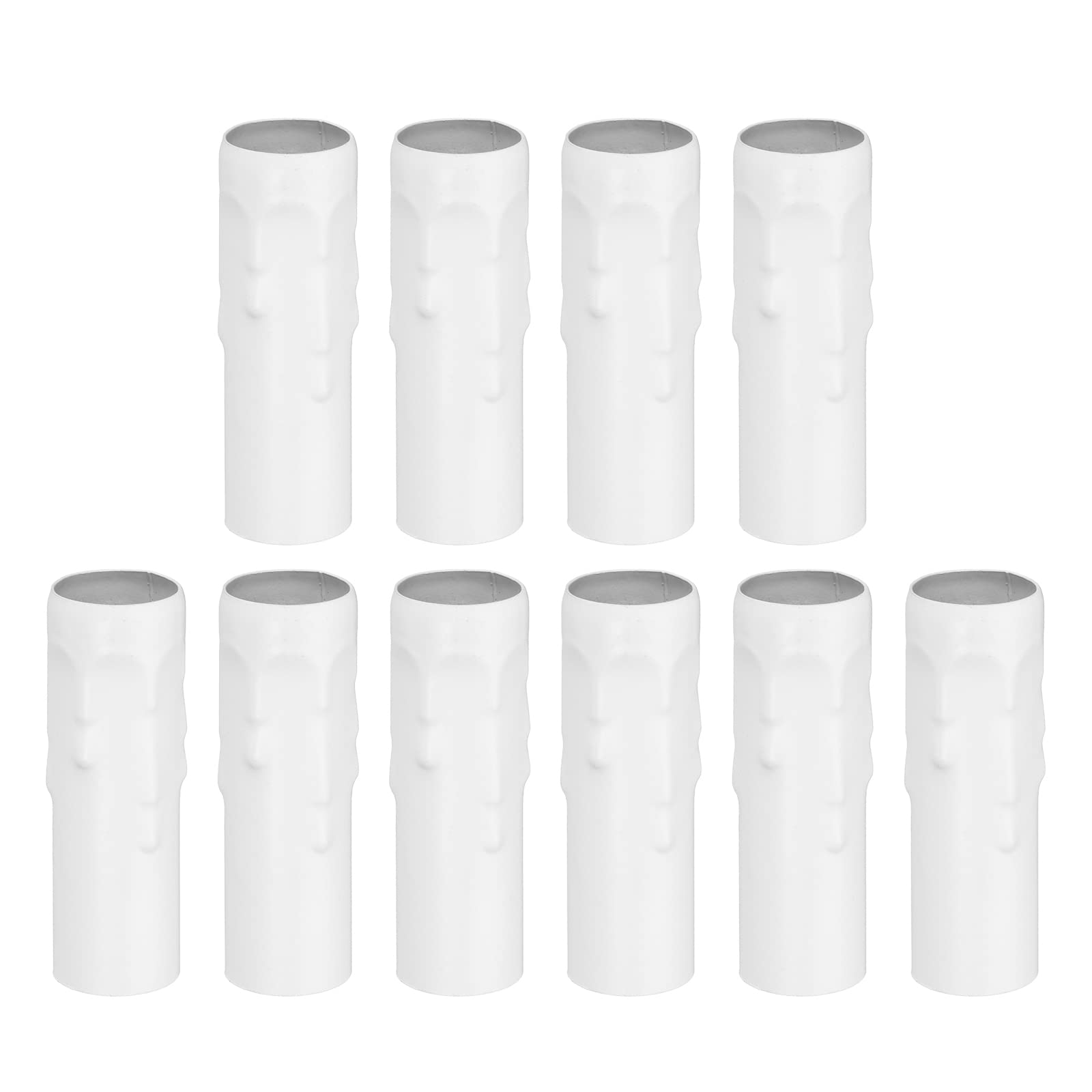 PATIKIL Candle Socket Covers, 3.9 Inch Tall Metal Chandelier Sleeves Candelabra Base Sockets Fit to Most Chandeliers, White 10 Pcs