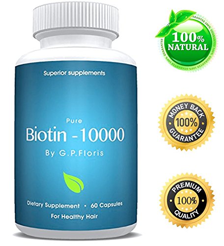 MAX ABSORPTION Biotin Supplement ::10000mcg :: Best Variety of Biotin For Hair Growth :: Radiant Skin :: Stronger, and Healthier Nails :: 60 Serving :: 2-Month Supply