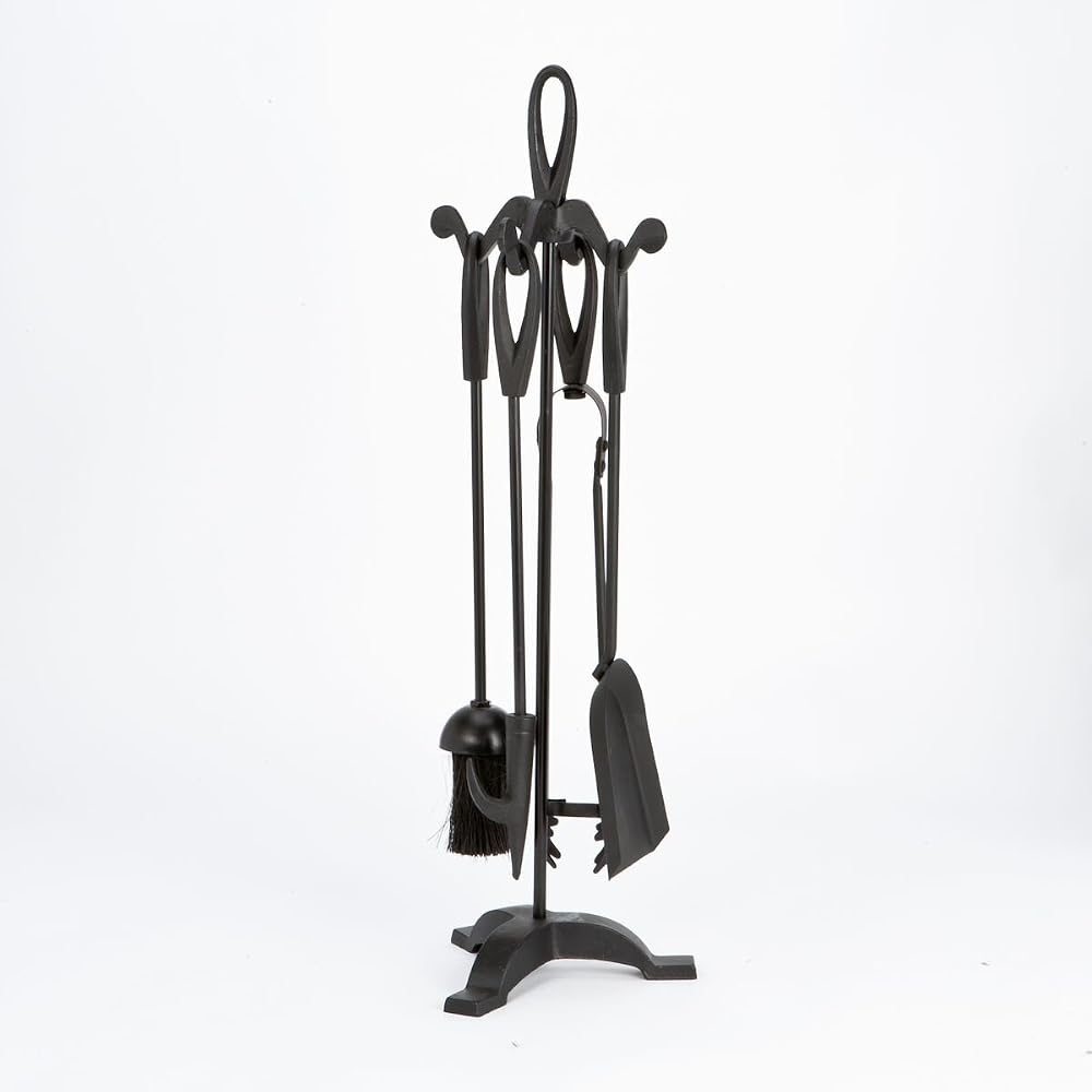 Inglenook 5 Piece Fireplace Tool Set Shovel Brush Poker Tongs Stand 63cm H