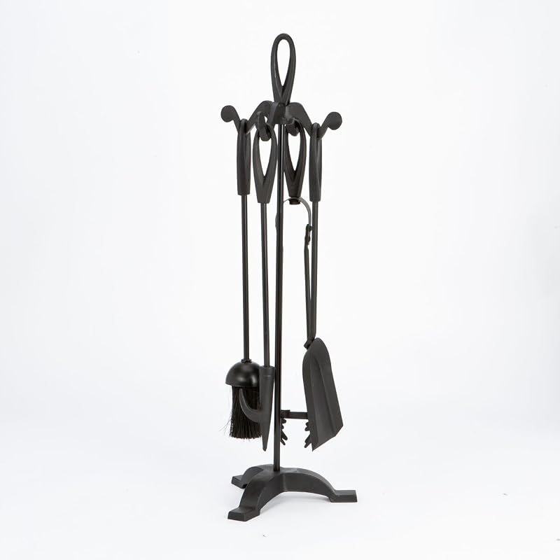 Inglenook 5 Piece Fireplace Tool Set Shovel Brush Poker Tongs Stand 63cm H