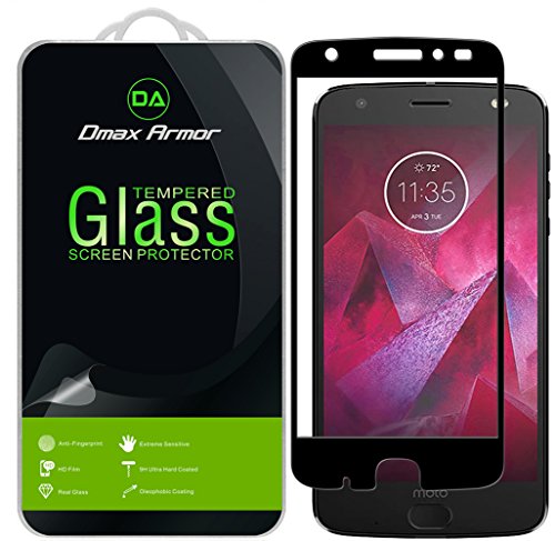 [2-Pack] Dmax Armor for Motorola Moto Z2 Force Edition/Moto Z Force Edition (2nd Gen) [Tempered Glass] Screen Protector, (Full Screen Coverage) (Black)