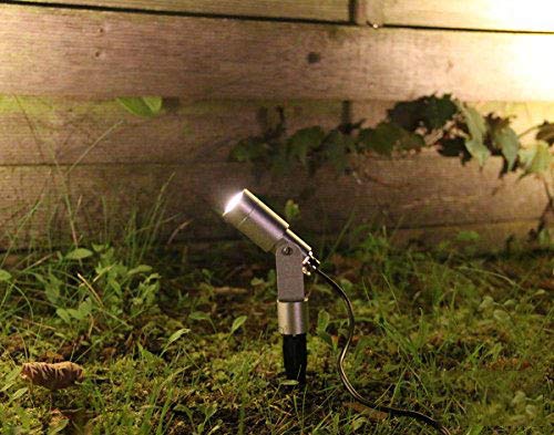 GARTUS® 3er Komplettset 3X 3W LED Strahler Aluminium "Flavius" Silber 3000K 12V AC/DC mit Erdspieß | Außenlampe zur Beleuchtung von Garten, Terrasse, Pflanzen, Wegen, Teich – Bild 4