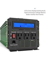 EDECOA Inversor de potencia de onda sinusoidal pura de 1500 vatios 3000 W Pico CC de 12 V a 120 V CA con pantalla LCD y control remoto