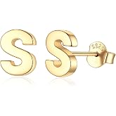 ChicSilver Hypoallergenic 925 Sterling Silver Stud Earrings Simple Tiny Initial Letter A-Z Studs for Women Sensitive Ears