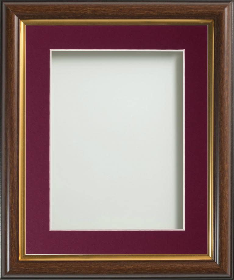 Frame Company Eldridge Mahogany Photo Frame with Plum Mount, 8x6 for 5x3 inch, fitted with perspex